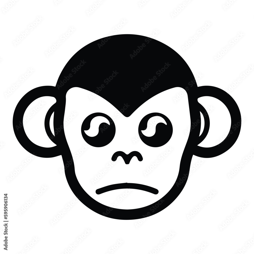 Obraz premium Monkey Face Flat Icon Isolated On White Background