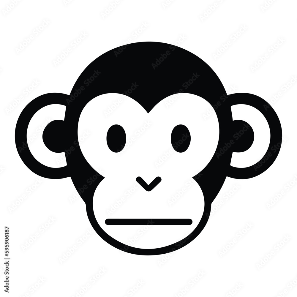 Monkey Face Flat Icon Isolated On White Background Monkey Face Flat Icon Isolated On White Background