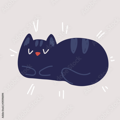 Vector illustration of cute sleeping black cat