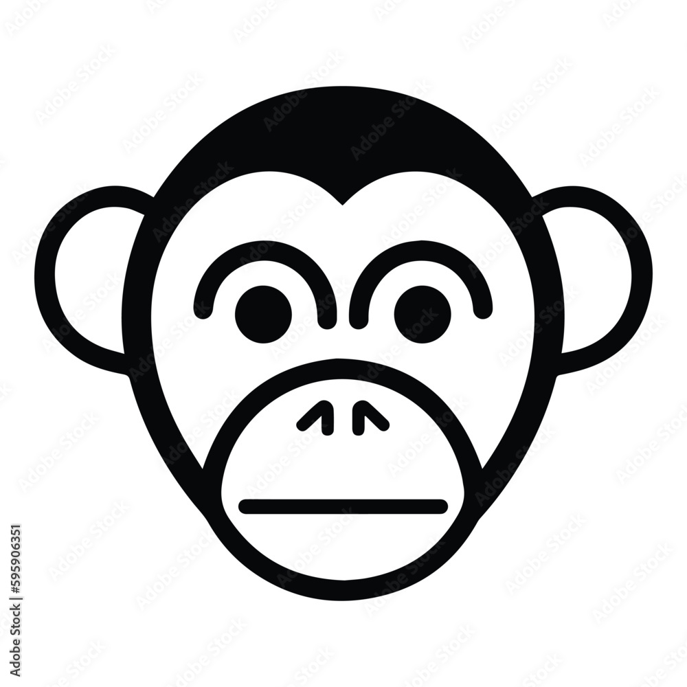 Monkey Face Flat Icon Isolated On White Background Monkey Face Flat Icon Isolated On White Background