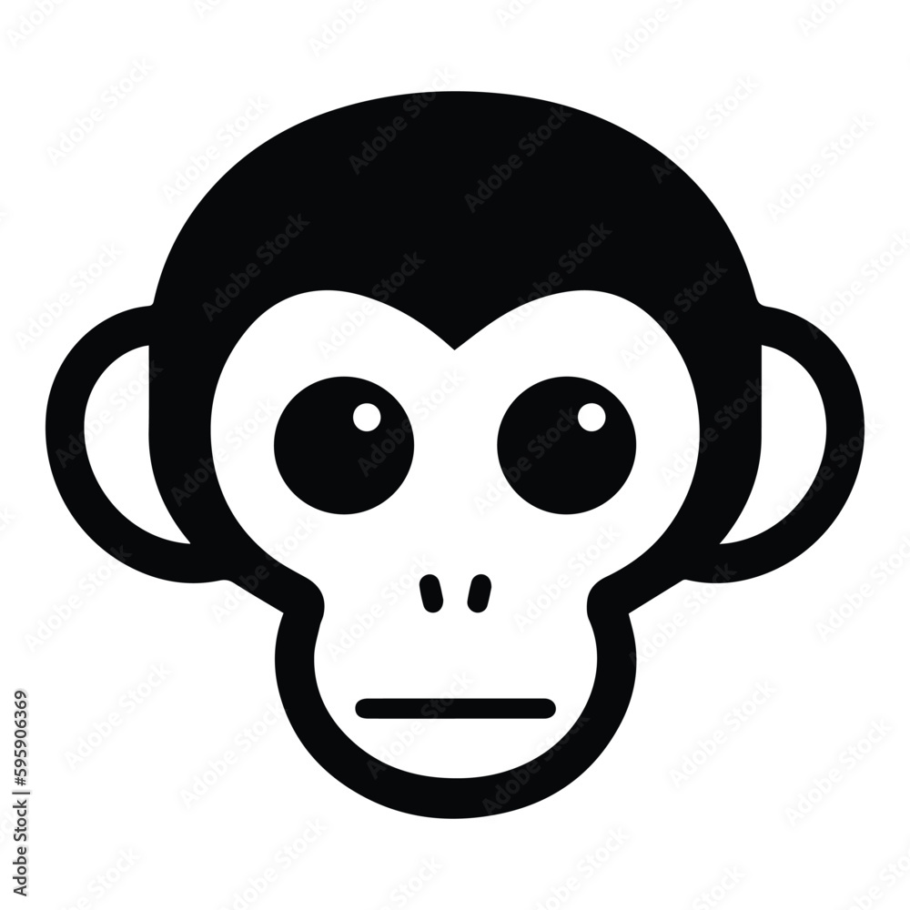 Monkey Face Flat Icon Isolated On White Background Monkey Face Flat Icon Isolated On White Background