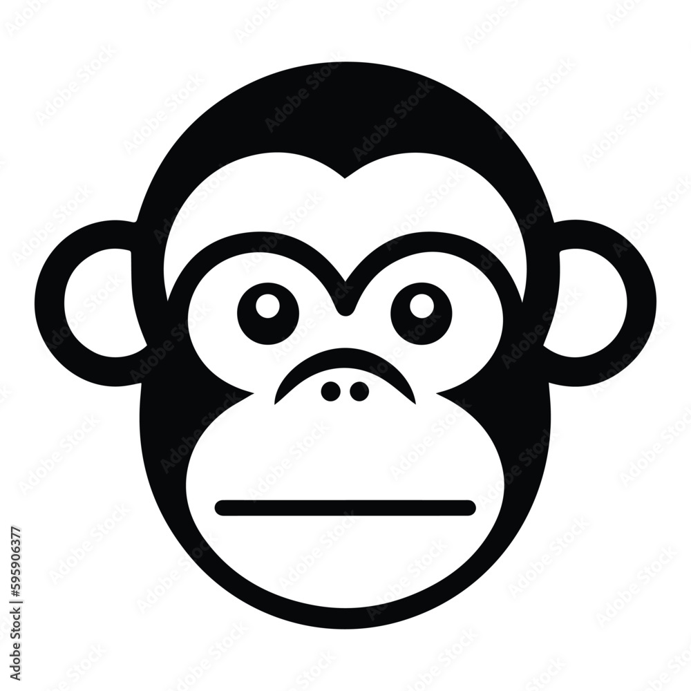Monkey Face Flat Icon Isolated On White Background Monkey Face Flat Icon Isolated On White Background