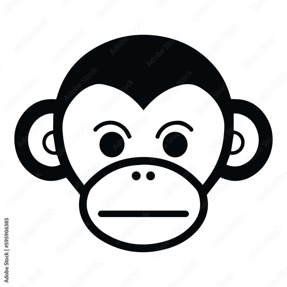 Monkey Face Flat Icon Isolated On White Background Monkey Face Flat Icon Isolated On White Background