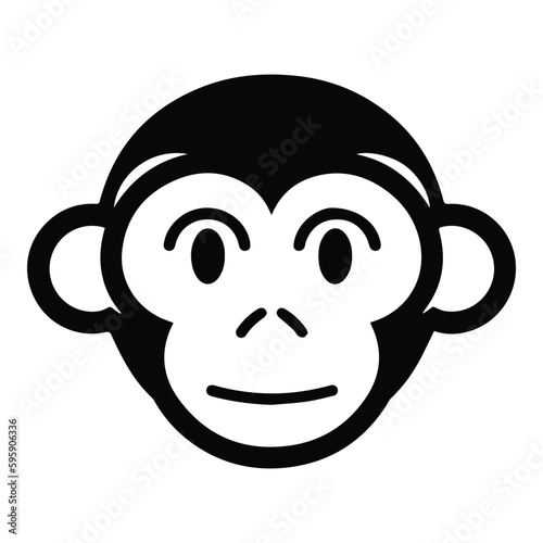 Monkey Face Flat Icon Isolated On White Background