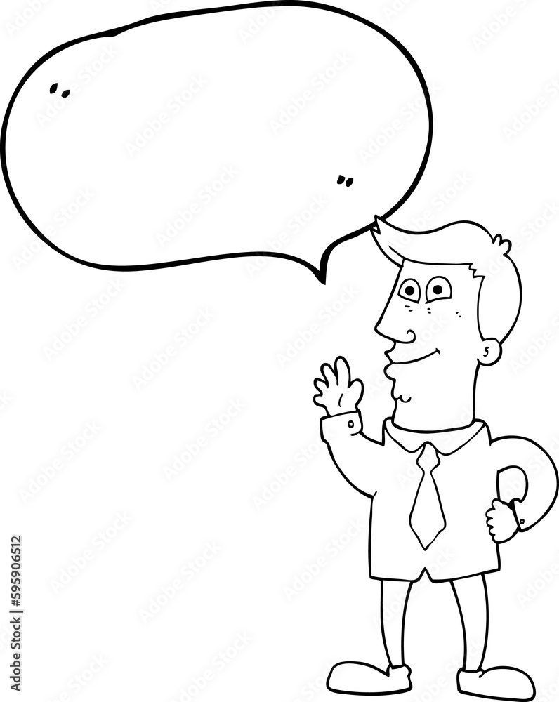 freehand drawn speech bubble cartoon waving man freehand drawn speech bubble cartoon waving man