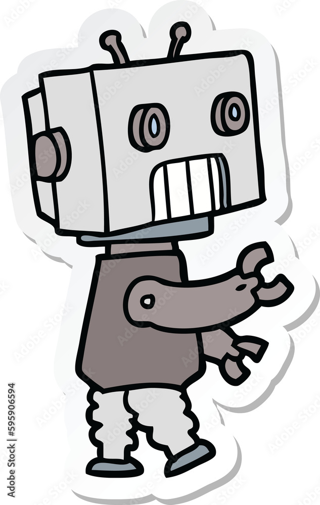 sticker of a cartoon robot sticker of a cartoon robot