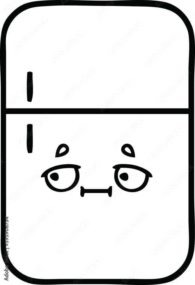line drawing cartoon of a fridge freezer line drawing cartoon of a fridge freezer