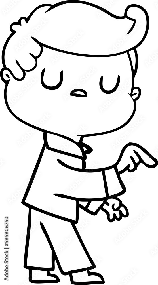 cartoon aloof man pointing finger