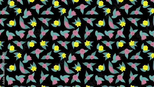 Seamless floral background animated. 4k video infinitely looped animation of flowers in zooming in and out movement. Social media stories decor. Isolated on transparent background with alpha channel.
