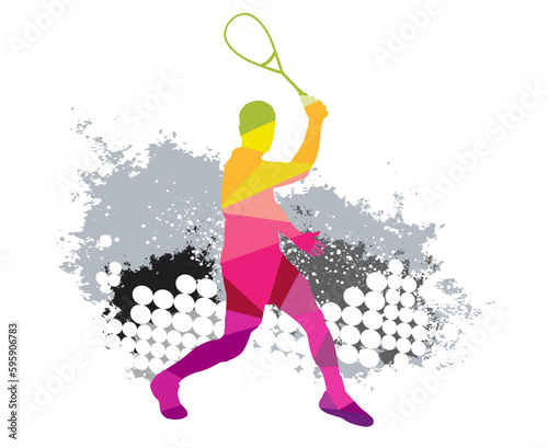 Creative squash sport background illustration for use as a template for flyer or for use in web design.