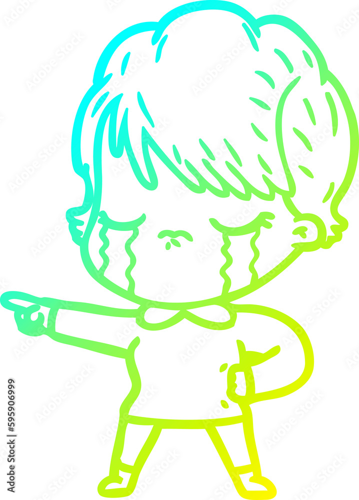 cold gradient line drawing of a cartoon woman crying cold gradient line drawing of a cartoon woman crying