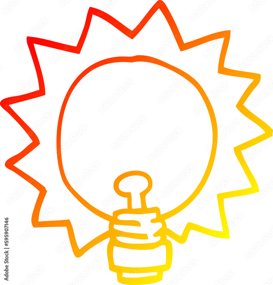warm gradient line drawing of a cartoon light bulb warm gradient line drawing of a cartoon light bulb