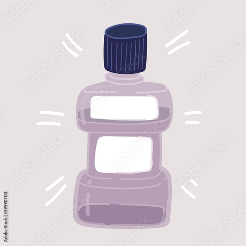 Vector illustration of bottle of mouthwash. Mint liquid for rinsing the mouth. Dental and oral care. photo