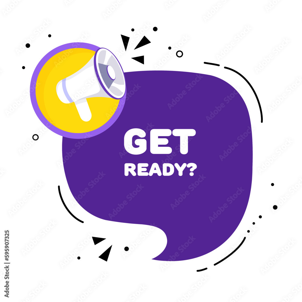 Get ready. Flat, purple, get ready announcement. Vector illustration. Get ready. Flat, purple, get ready announcement. Vector illustration.
