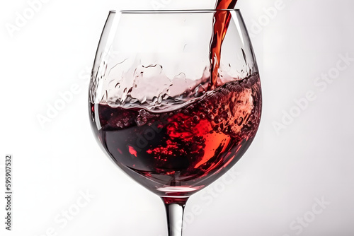 glass of red wine, splash, idolized, white background, generated by ai