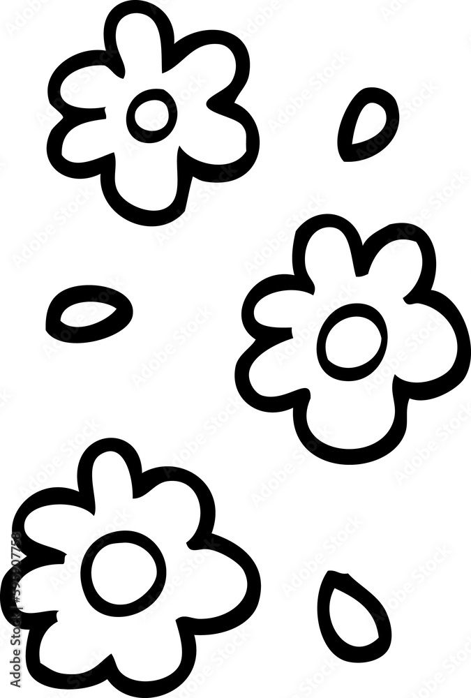 black and white cartoon flower heads black and white cartoon flower heads