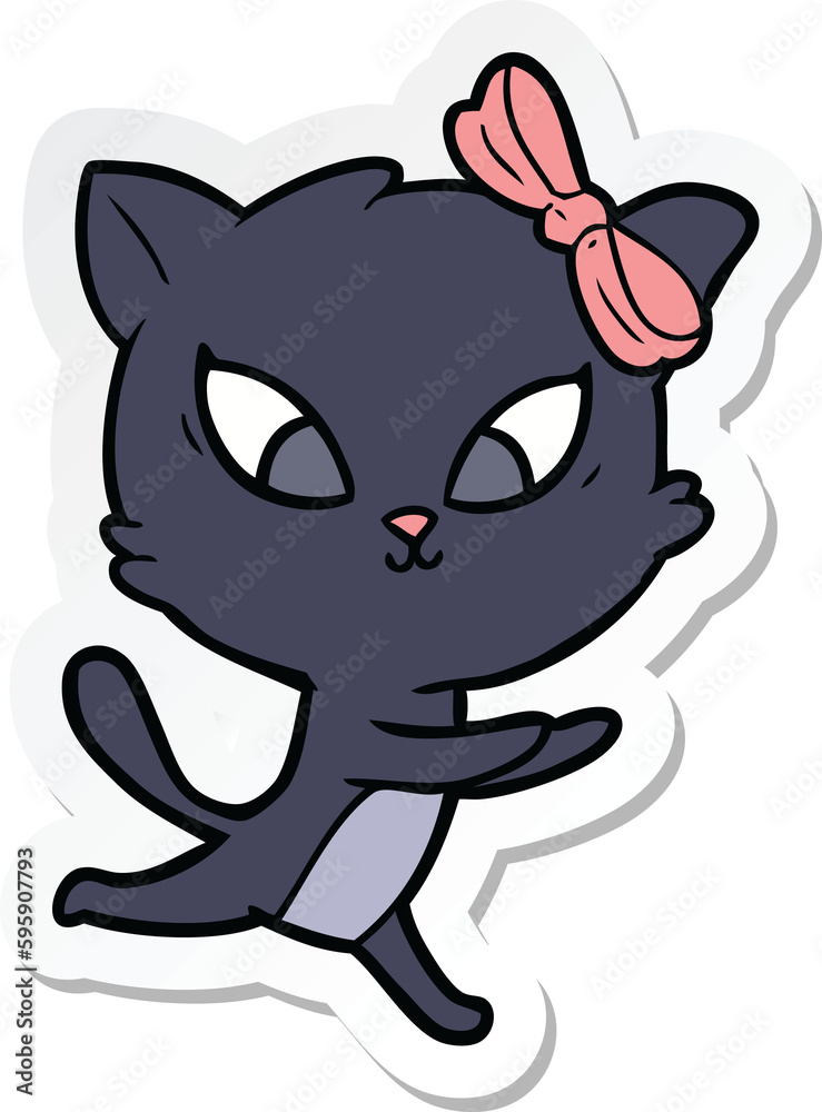 sticker of a cartoon cat sticker of a cartoon cat