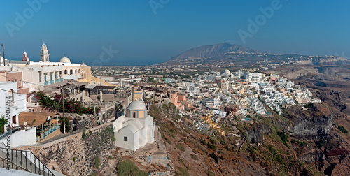 Panorama to Fira town at Santorini Greece
