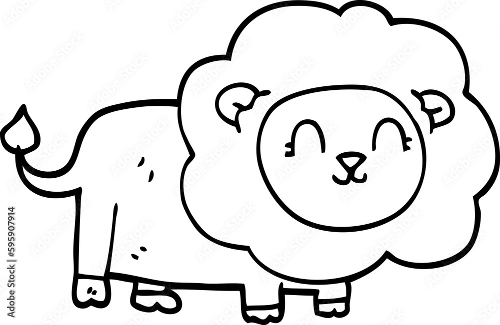 line drawing cartoon happy lion line drawing cartoon happy lion