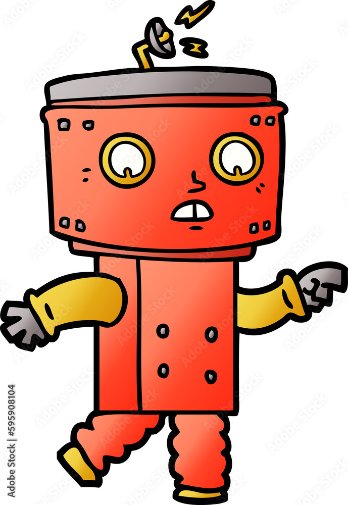cartoon robot pointing cartoon robot pointing