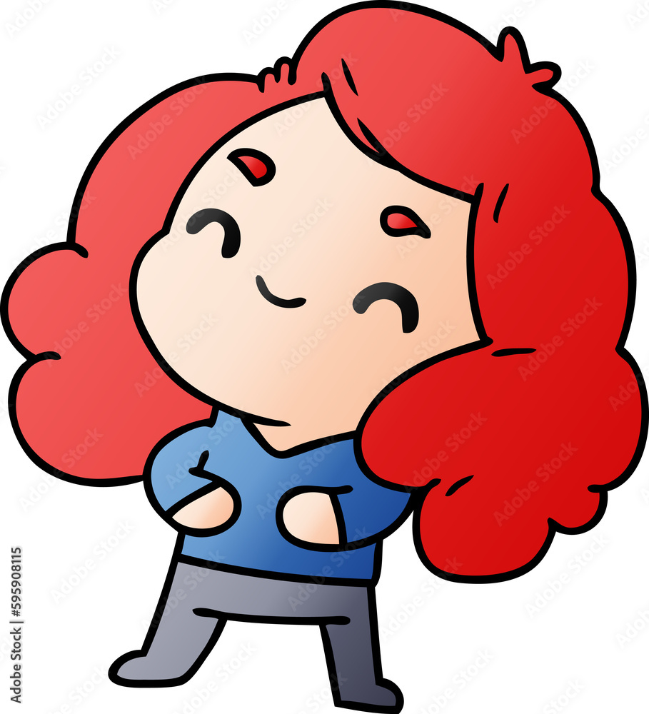 gradient cartoon illustration of a cute kawaii girl gradient cartoon illustration of a cute kawaii girl