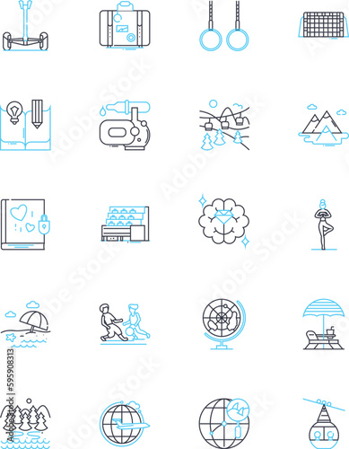 Strong immunity linear icons set. Resilience, Defense, Vitality, Robustness, Endurance, Protection, Power line vector and concept signs. Health,Strength,Stamina outline illustrations photo