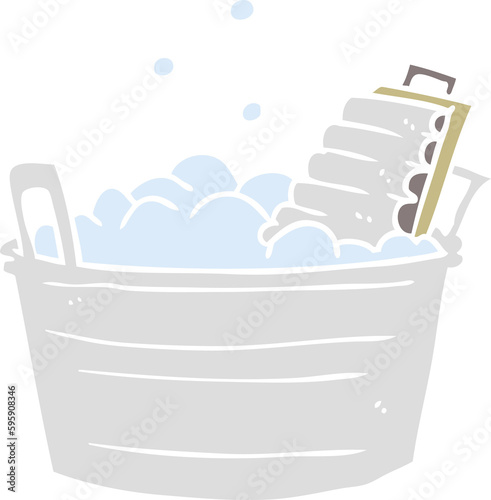 flat color style cartoon old washboard and bucket photo