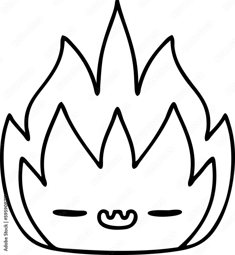 line doodle of a cute flame demon line doodle of a cute flame demon
