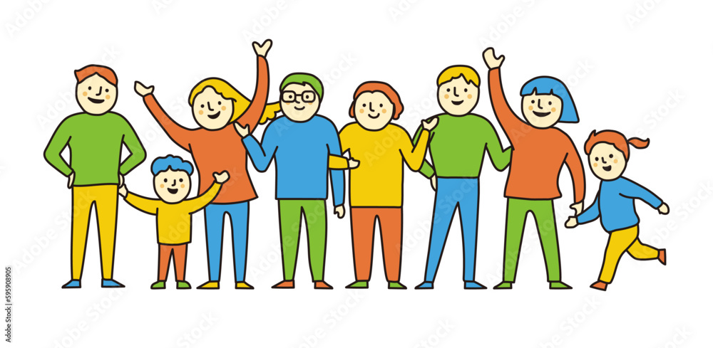 Fototapeta premium Vector illustration of several family-like human characters
