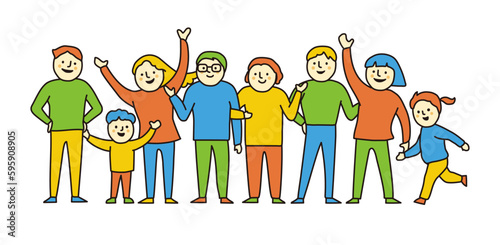 Vector illustration of several family-like human characters