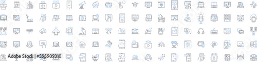 Virtual intelligence line icons collection. Artificial, Smart, Automation, Machine, Learning, Cognitive, Genius vector and linear illustration. Virtual,Knowledge,Intelligent outline signs set