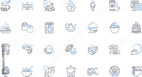 Obraz na plátně Flavorful Dishes line icons collection