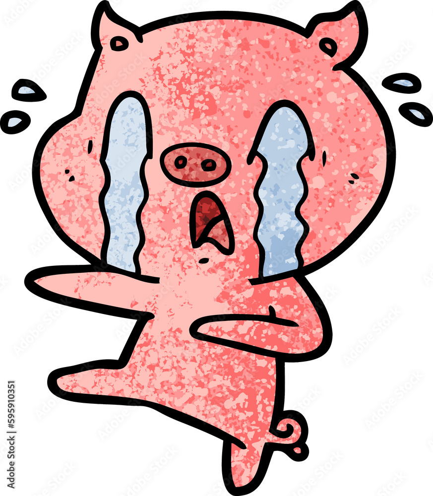 Obraz premium crying pig cartoon