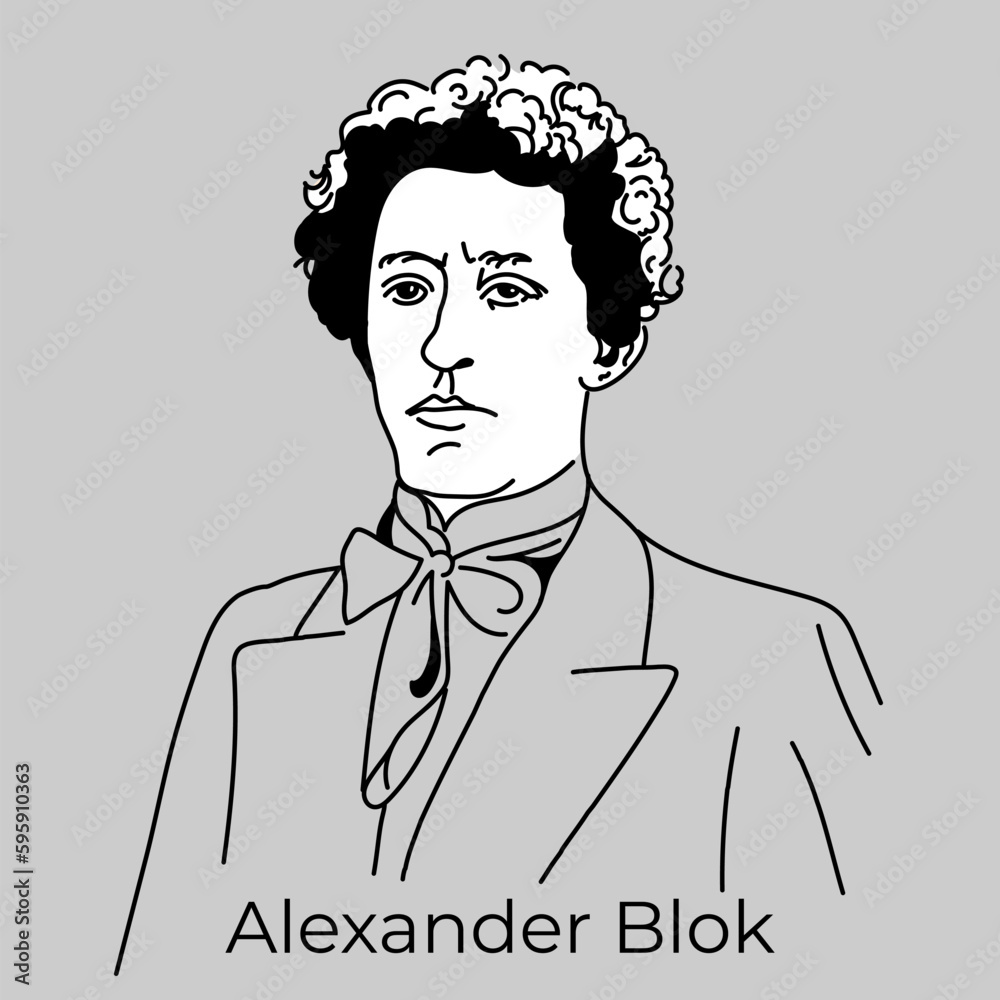 Alexander Blok - Russian poet of the Silver Age, writer, publicist, playwright, translator, literary critic. Vector. - obrazy, fototapety, plakaty 