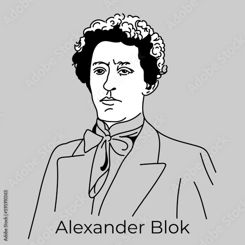 Alexander Blok - Russian poet of the Silver Age, writer, publicist, playwright, translator, literary critic. Vector.