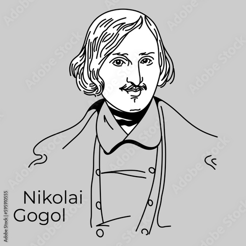 Nikolai Gogol was a Russian prose writer, playwright, critic, and publicist, recognized as one of the classics of Russian literature. Vector.