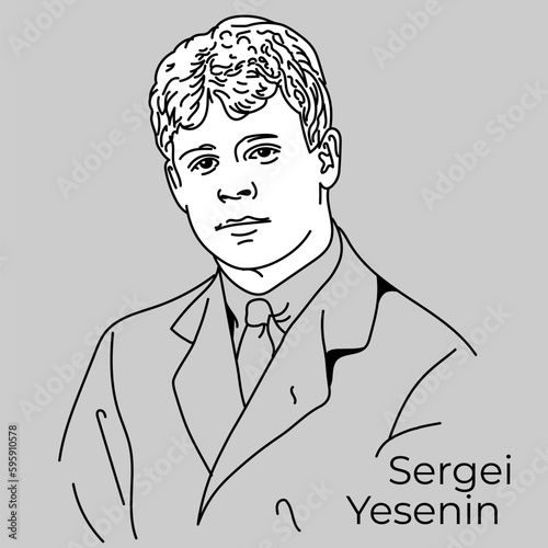 Sergei Yesenin was a Russian poet and writer. One of the greatest personalities in poetry. Vector photo