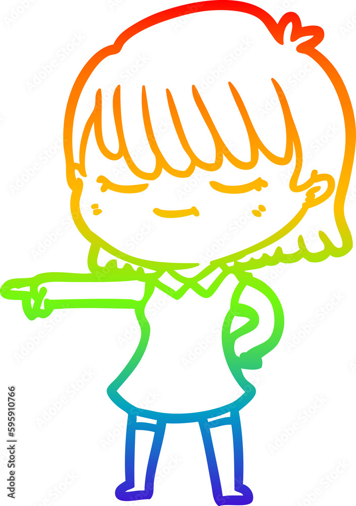 rainbow gradient line drawing of a cartoon woman rainbow gradient line drawing of a cartoon woman