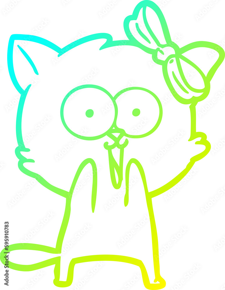 cold gradient line drawing of a cartoon cat cold gradient line drawing of a cartoon cat