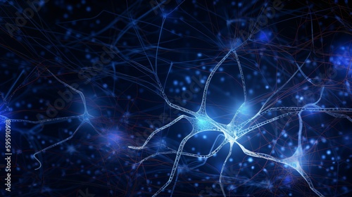Arrière plan graphique abstrait, ADN, connexion neurones, synapses, réseau, illustration ia générative © sebastien montier