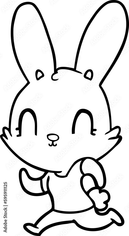 cute cartoon rabbit running