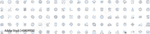 Cartography line icons collection. Topography, Projection, Mapmaking, Geography, Navigation, Terrain, Atlas vector and linear illustration. Compass,Surveying,Cartographer outline signs set