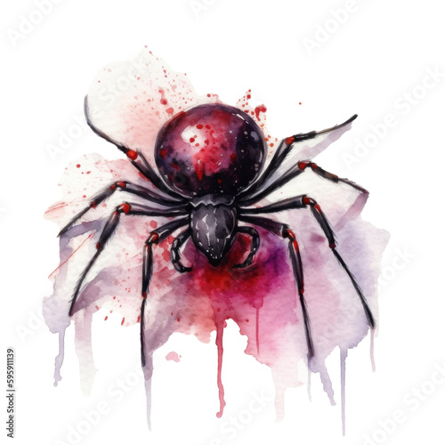 spider on black, watercolor, Generative AI © southjourney