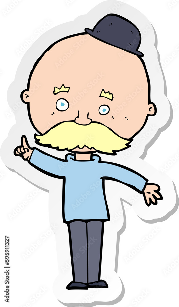 sticker of a cartoon man in bowler hat sticker of a cartoon man in bowler hat