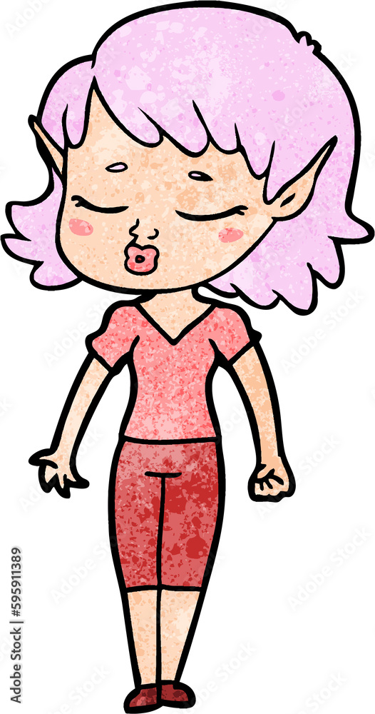 pretty cartoon elf girl
