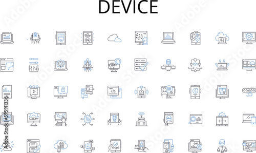 Device line icons collection. Explore, Journey, Expedition, Quest, Wanderlust, Trek, Thrill vector and linear illustration. Adventure,Excitement,Challenge outline signs set