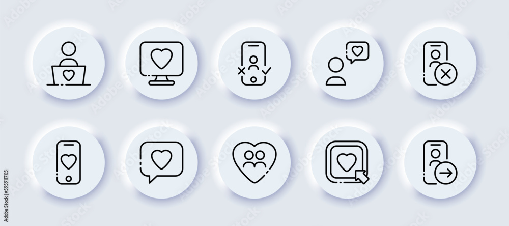 Dating app. Line icon, black, start dating. vector icons Dating app. Line icon, black, start dating. vector icons