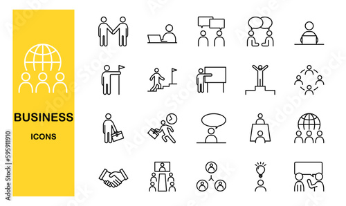 Set of simple business people icons