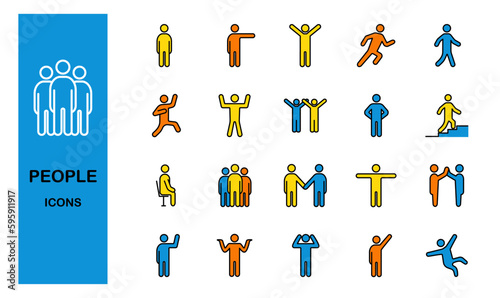 Set of people flat line icons, vector illustration