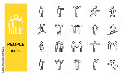 Set of people flat line icons, simple vector illustration